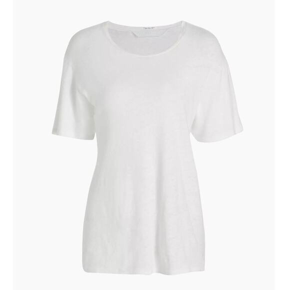 MOTHER White Rowdy Scoop Neck Cotton/Linen Tee T-Shirt Women's size XS - Picture 1 of 10